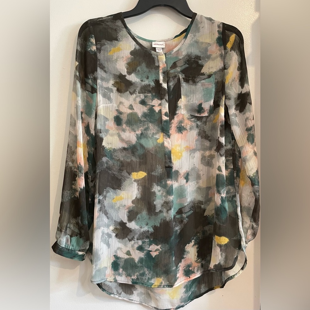 Merona Watercolor Blouse Tunic XS
